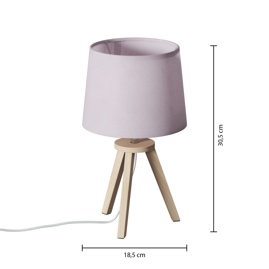 Atmosphera - Asztali lámpa TRIPOD 1xE14/40W/230V fenyő/rózsaszín