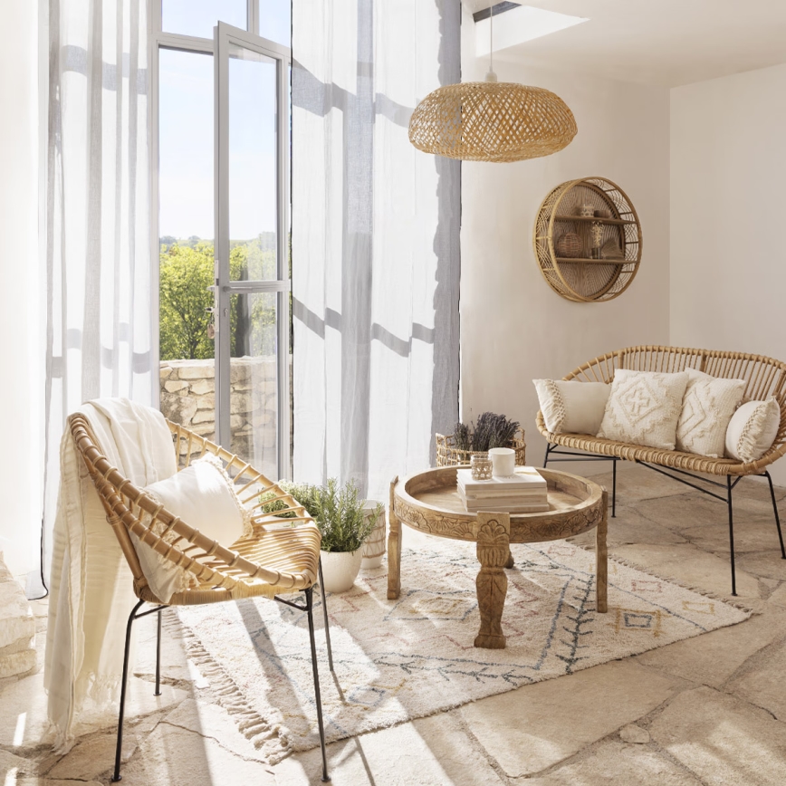 Atmosphera - Csillár zsinóron BEDDY 1xE27/40W/230V bambusz