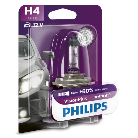 Autó izzó Philips VISION PLUS 12342VPB1 H4 P43t-38/55W/12V