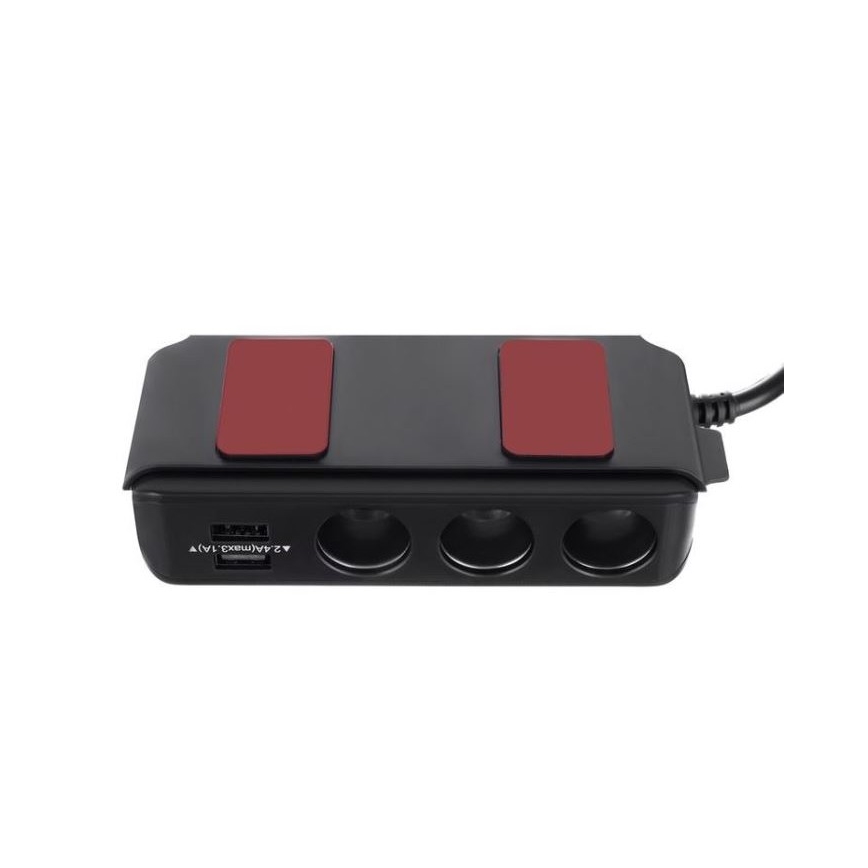 Autós aljzat elosztó 12V + 4x USB voltmérővel 12/24V