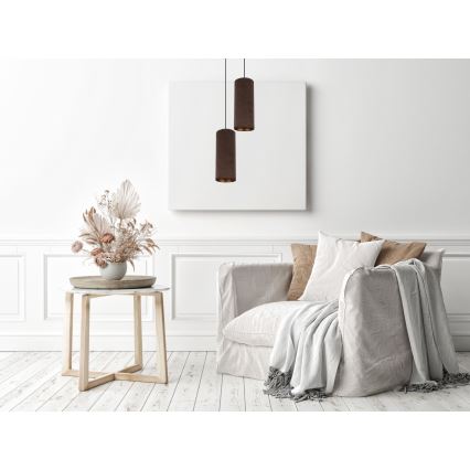 Lámpa zsinóron AVALO 2xE27/60W/230V átmérő 20 cm barna/réz