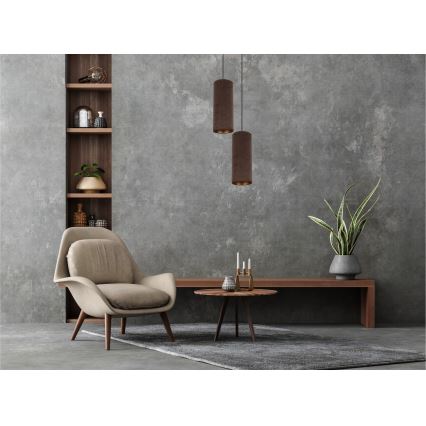 Lámpa zsinóron AVALO 2xE27/60W/230V átmérő 20 cm barna/réz