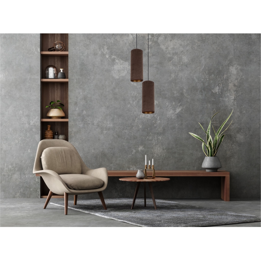 Lámpa zsinóron AVALO 2xE27/60W/230V átmérő 20 cm barna/réz
