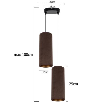 Lámpa zsinóron AVALO 2xE27/60W/230V átmérő 20 cm barna/réz