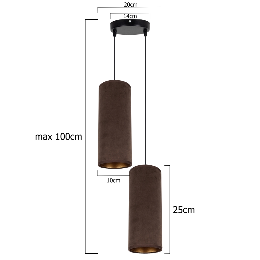Lámpa zsinóron AVALO 2xE27/60W/230V átmérő 20 cm barna/réz