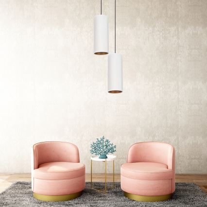 Lámpa zsinóron AVALO 2xE27/60W/230V átmérő 20 cm fehér/rezes