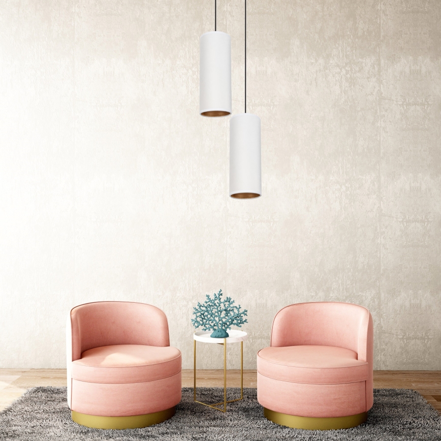 Lámpa zsinóron AVALO 2xE27/60W/230V átmérő 20 cm fehér/rezes