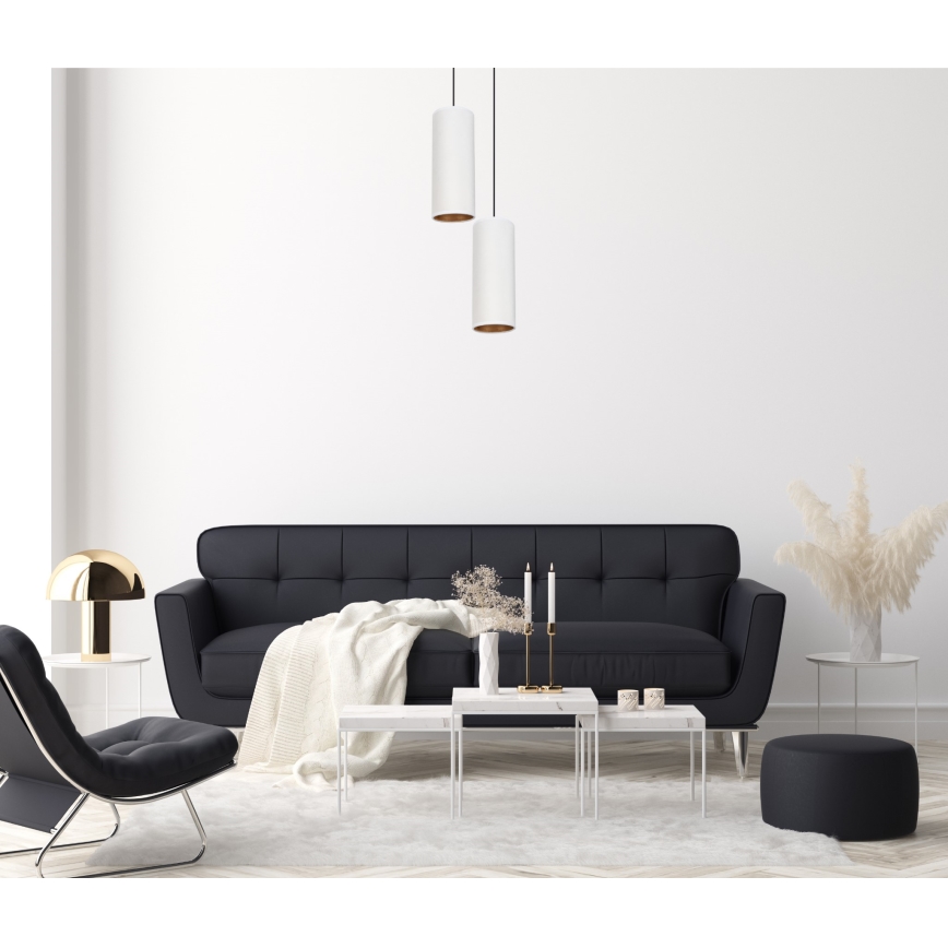 Lámpa zsinóron AVALO 2xE27/60W/230V átmérő 20 cm fehér/rezes