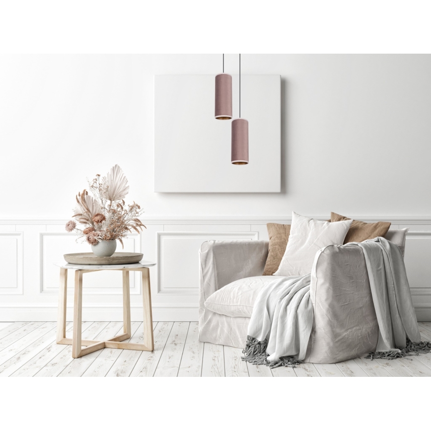 Lámpa zsinóron AVALO 2xE27/60W/230V átmérő 20 cm rózsaszín/rozsdamentes réz