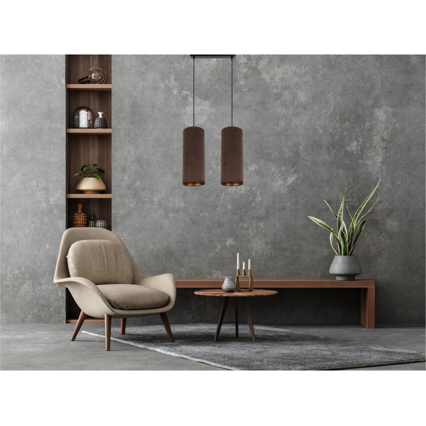 Lámpa zsinóron AVALO 2xE27/60W/230V barna/vörösréz