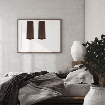 Lámpa zsinóron AVALO 2xE27/60W/230V barna/vörösréz