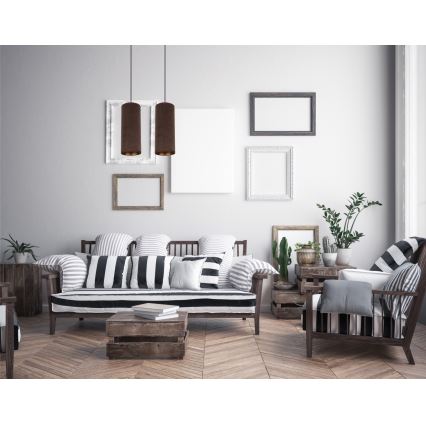 Lámpa zsinóron AVALO 2xE27/60W/230V barna/vörösréz