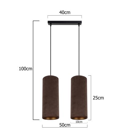 Lámpa zsinóron AVALO 2xE27/60W/230V barna/vörösréz