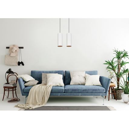 Lámpa zsinóron AVALO 2xE27/60W/230V fehér/rezes