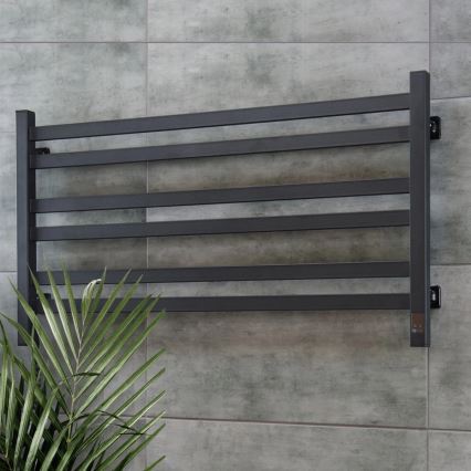 AVANGARD 181W 50x90 cm elektromos törölközőszárító termosztáttal, fekete, baloldali