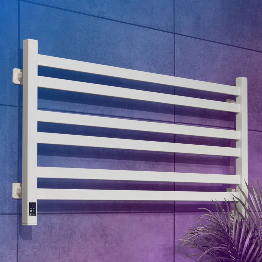 Fürdőszobai létrás törölközőszárító radiátor termosztáttal AVANGARD 316W/230V 50,6 cm IP44 fehér jobb oldali szögletes