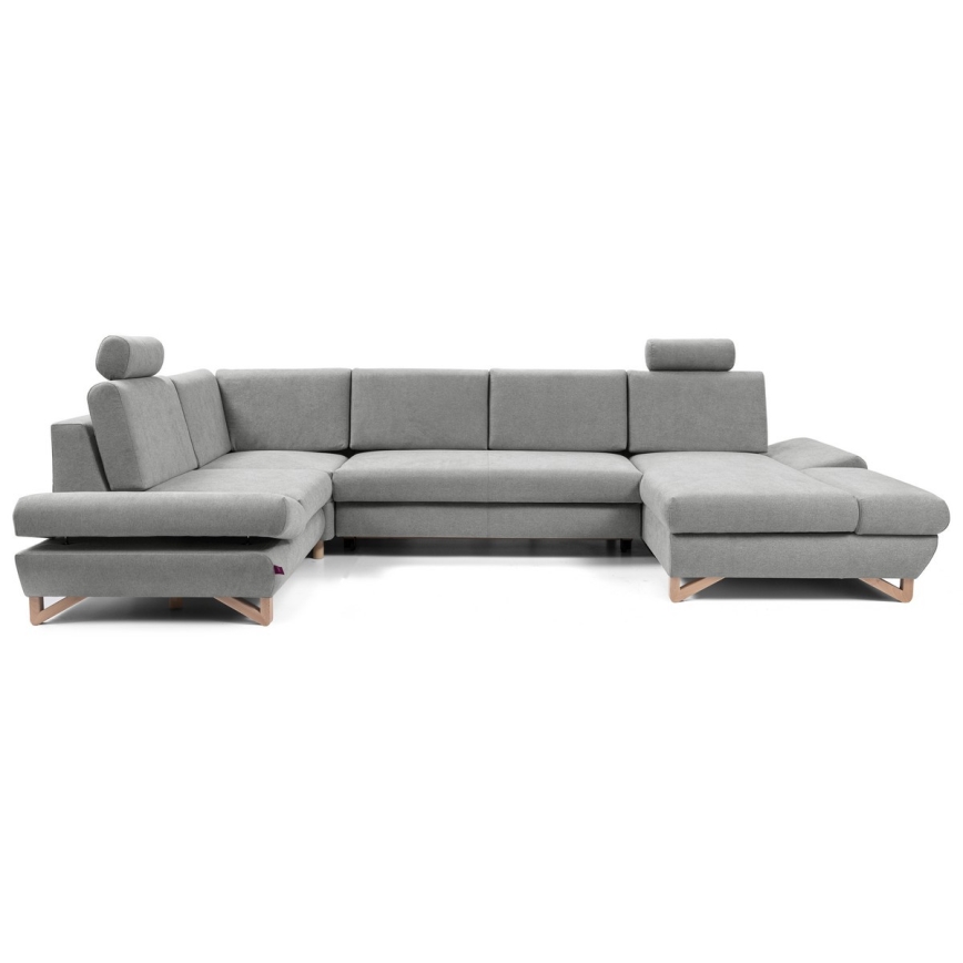 AVESTA kárpitozott U-alakú sarok ülőgarnitúra, ággyá nyitható, tárolóval, szürke