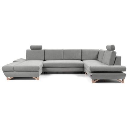 AVESTA kihúzható, U-alakú kárpitozott sarokülőgarnitúra tárolóval, szürke