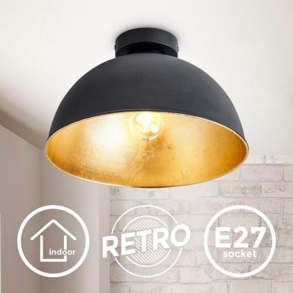 B.K. Licht 1322 - Mennyezeti lámpa 1xE27/60W/230V fekete/arany