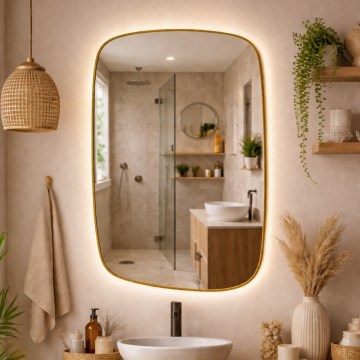 Baltica Design - LED-es fürdőszobai falitükör háttérvilágítással STONE CALM LED/15W/230V 4500K 90x60 cm IP65 aranyszínű