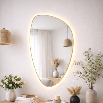 Baltica Design - LED fürdőszobai fali tükör háttérvilágítással STONE FLUID LED/15W/230V 4500K 92x55 cm IP65 aranyszínű