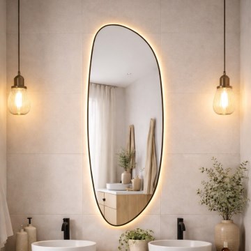 Baltica Design - LED Fürdőszobai falitükör háttérvilágítással STONE FLUID LED/15W/230V 2700K 155x50 cm IP65 fekete