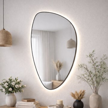 Baltica Design - LED fürdőszobai, falra szerelhető tükör háttérvilágítással STONE FLUID LED/15W/230V 4500K 92x55 cm IP65 fekete