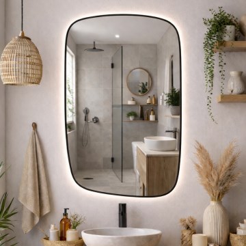 Baltica Design - LED háttérvilágítású fürdőszobai fali tükör STONE CALM LED/15W/230V 4500K 90x60 cm IP65 fekete