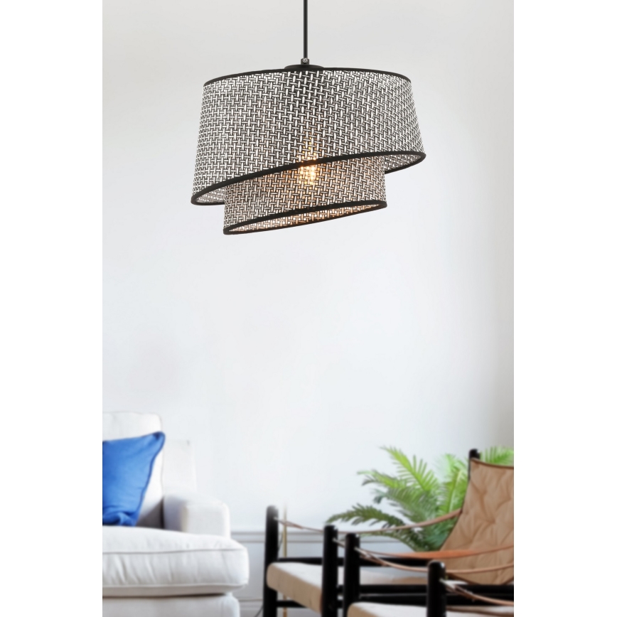 BARETTE kábeles függeszték 1xE27/60W/230V szürke/fekete