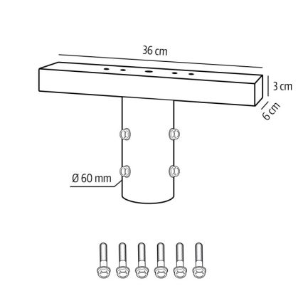 BASE szerelőkonzol kültéri világításhoz, Ø 60 mm, fekete
