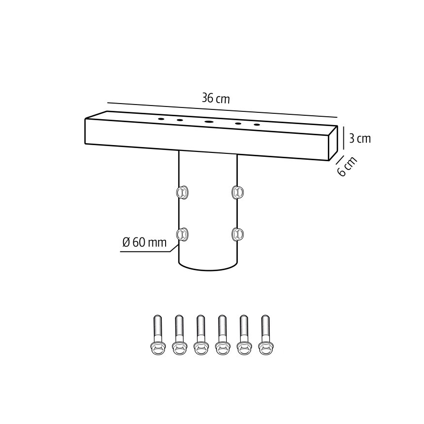 BASE szerelőkonzol kültéri világításhoz, Ø 60 mm, fekete