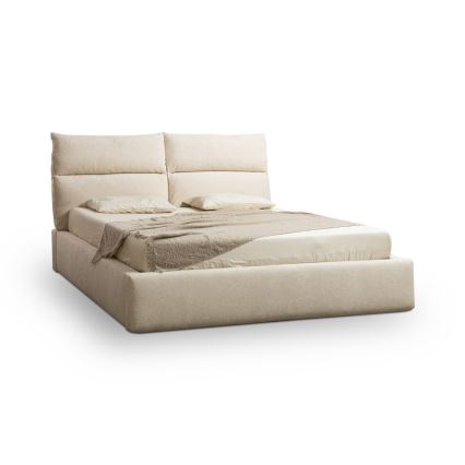 BASIL kárpitozott ágy, matrac nélkül, 180x200 cm, bézs
