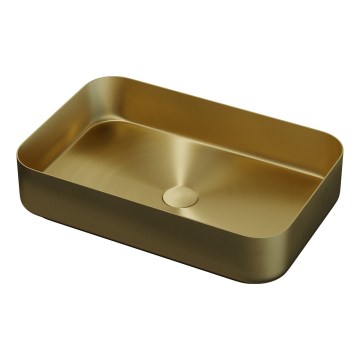 BATH DELUXE 06-052-18-70-00 - Munkalapra helyezhető mosdó LJORDAL 52x34 cm rozsdamentes acél/szálcsiszolt sárgaréz
