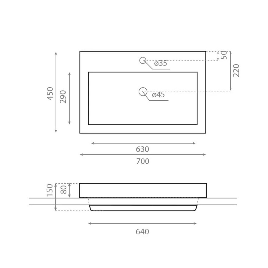 Bathco 0023 - MANCHESTER beépíthető mosdó 70x45 cm, porcelán, fehér