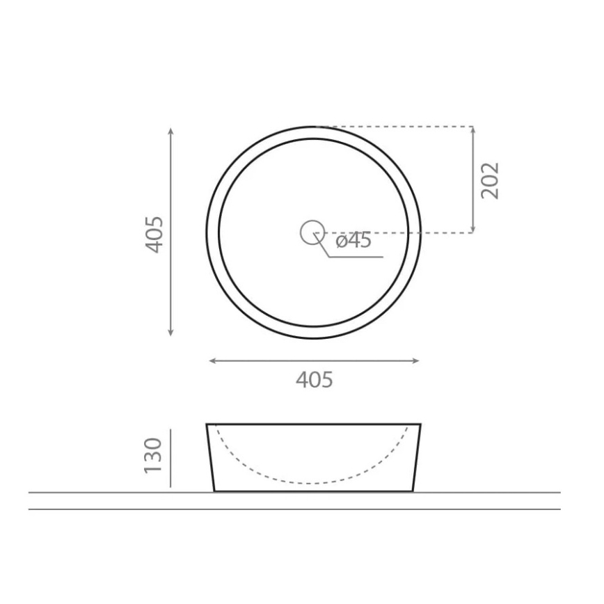 Bathco 00308 - Ráépíthető mosdó DUAL, Ø 40,5 cm, kőhatású/szürke