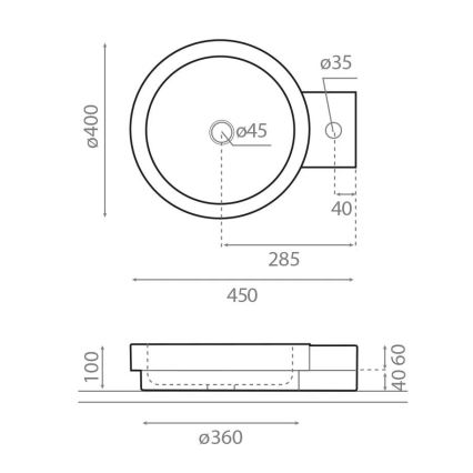 Bathco 00339 - Ráépíthető mosdó ICONO 40x45 cm kő/szürke