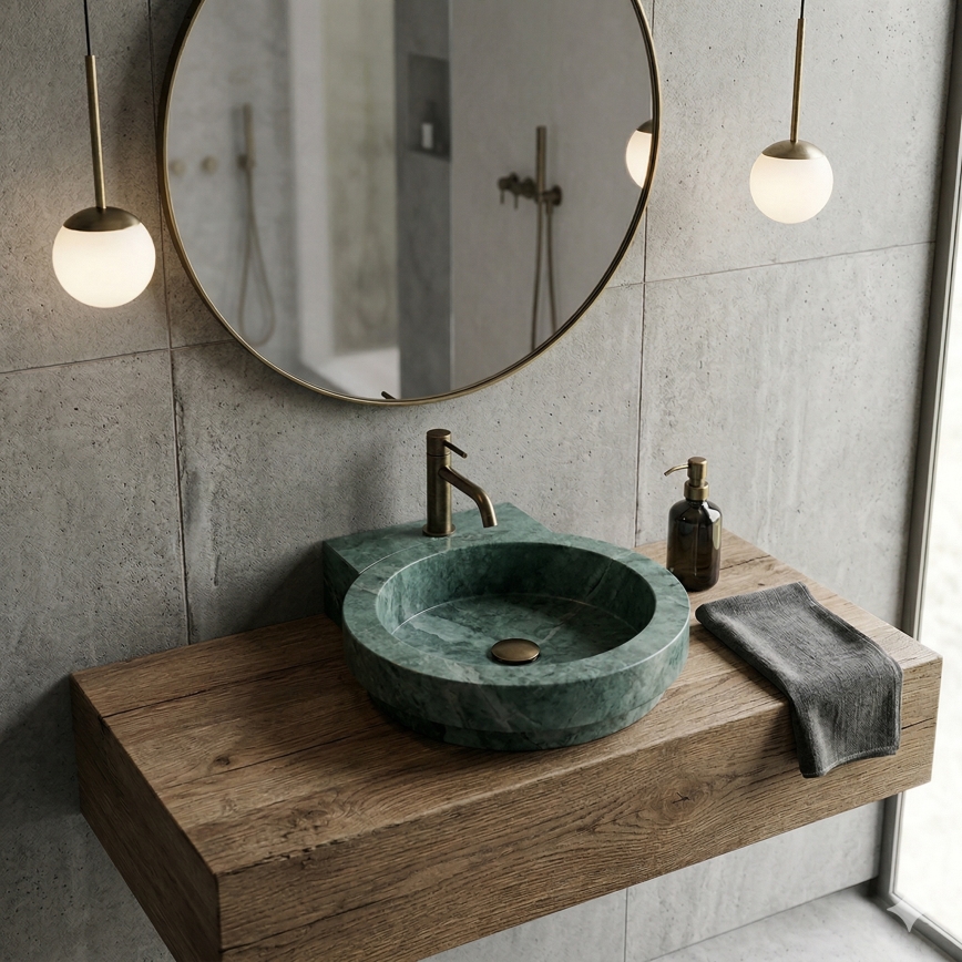 Bathco 00339 - Ráépíthető mosdó ICONO 40x45 cm kő/szürke