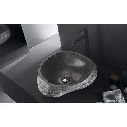 Bathco 00393 - RIO 52x47 cm ráültethető mosdó kő/szürke