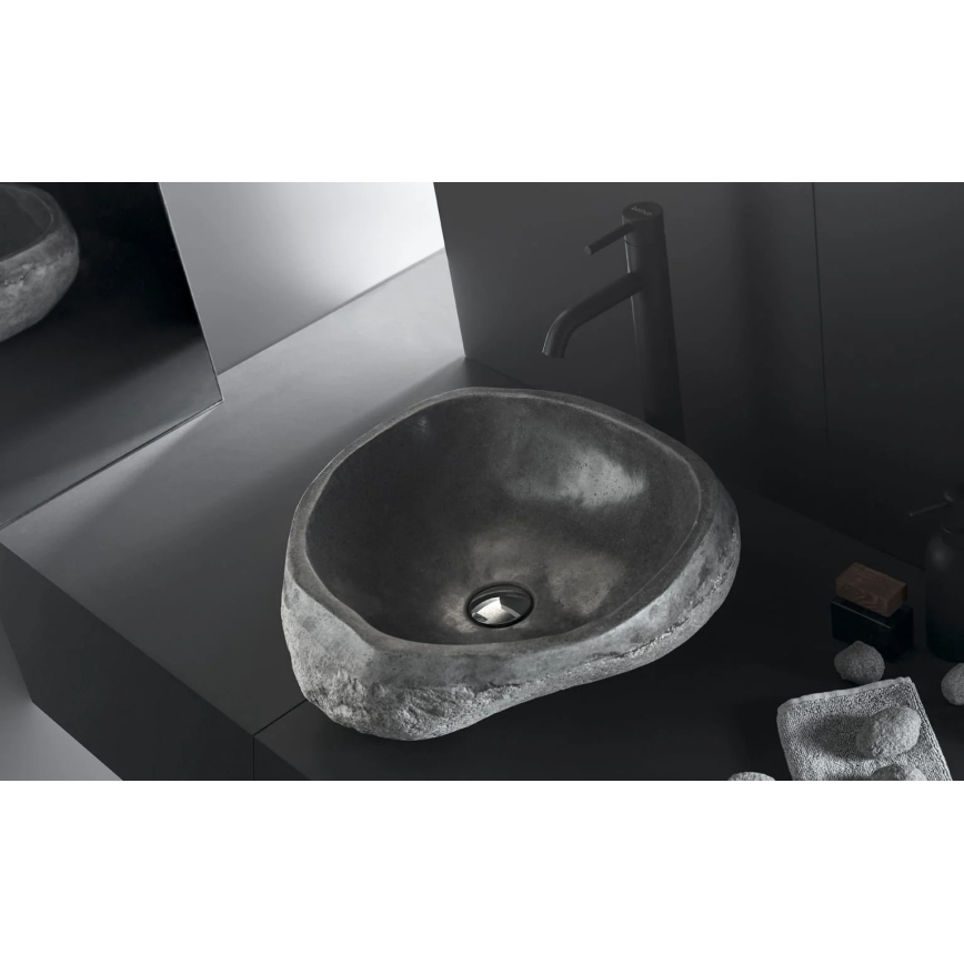 Bathco 00393 - RIO 52x47 cm ráültethető mosdó kő/szürke