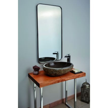Bathco 00393 - RIO 52x47 cm ráültethető mosdó kő/szürke