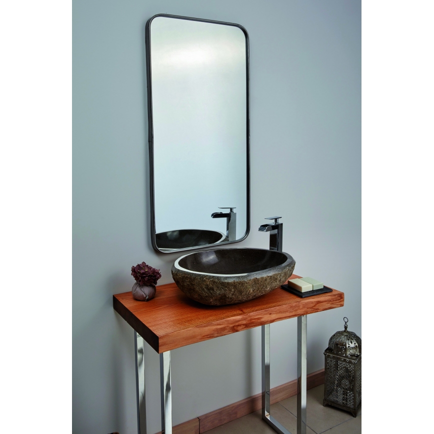 Bathco 00393 - RIO 52x47 cm ráültethető mosdó kő/szürke