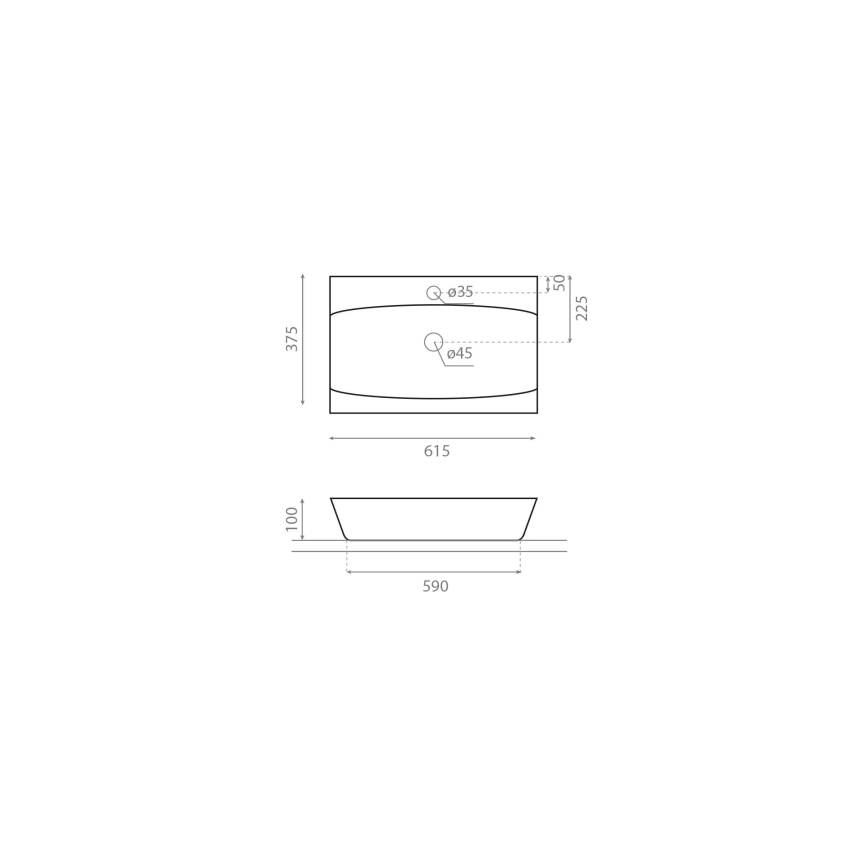 Bathco 0041 - Ráépíthető mosdó SARDINERO 61,5x37,5 cm porcelán/fehér