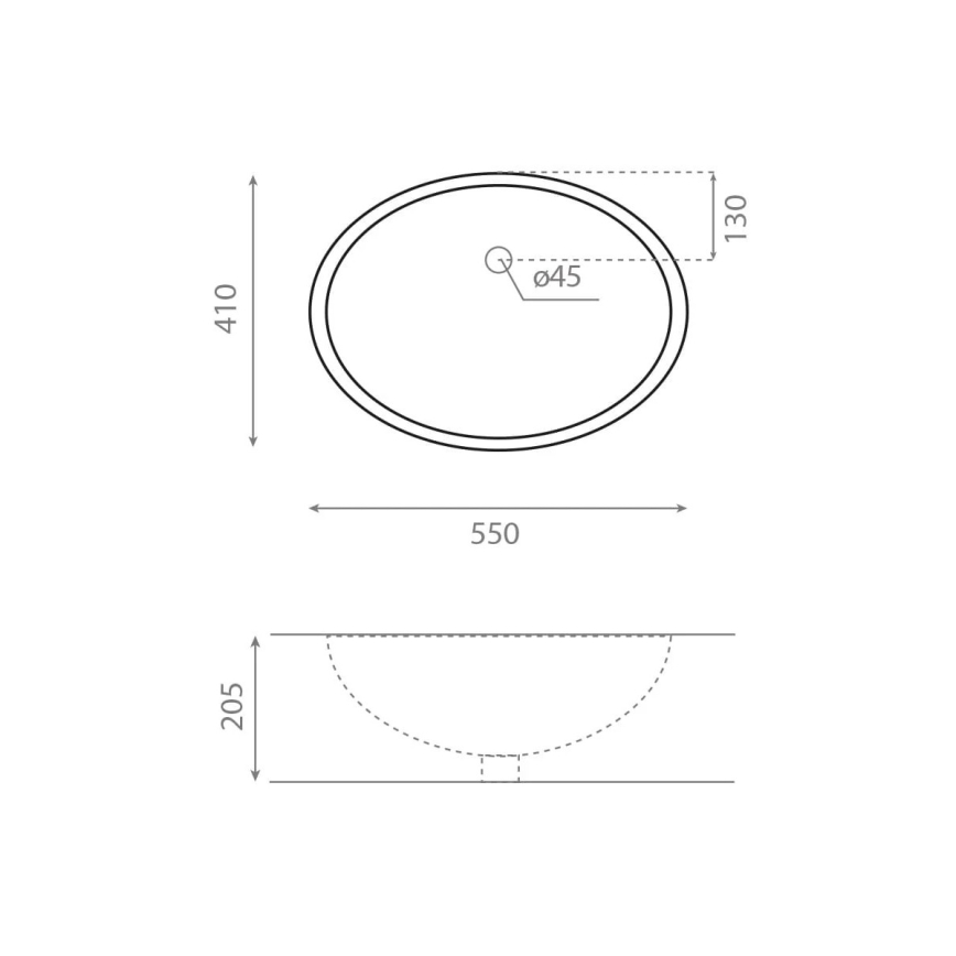 Bathco 0053 - Süllyesztett mosdó ANCONA 55x41 cm porcelán/fehér