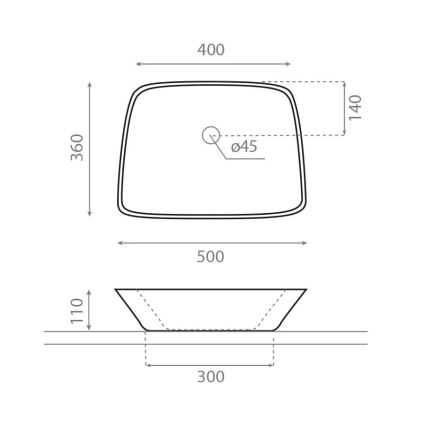 Bathco 0091 - ANABEL ráépíthető mosdó 50x36 cm porcelán/fehér