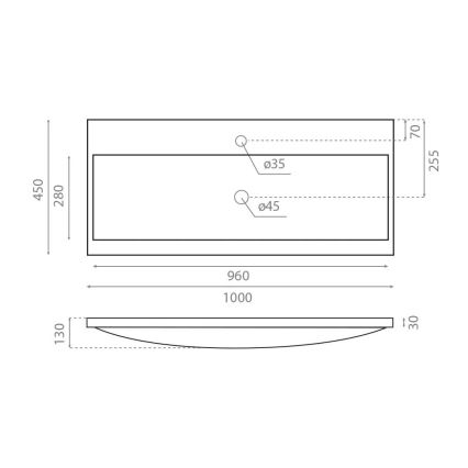 Bathco 0506 - Süllyesztett mosdó MANHATTAN 100x45 cm gyanta/fehér
