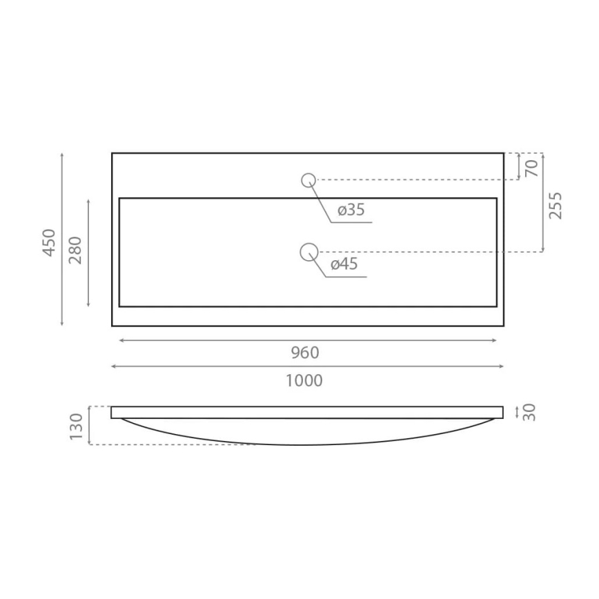 Bathco 0506 - Süllyesztett mosdó MANHATTAN 100x45 cm gyanta/fehér