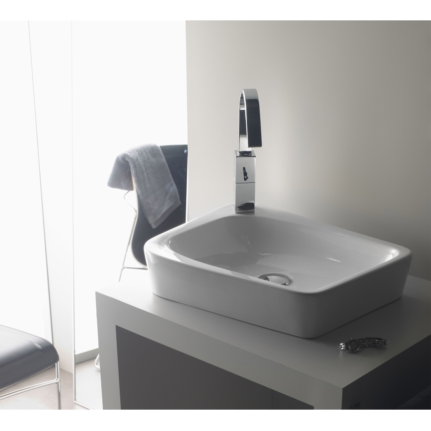 Bathco 4001 - Ráültethető mosdó ARAGON 50x40,5 cm porcelán/fehér