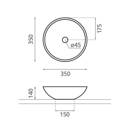 Bathco 4015 - Ráültethető mosdó CASTELLON átm. 35 cm, porcelán/fehér