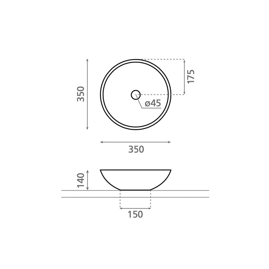 Bathco 4015 - Ráültethető mosdó CASTELLON átm. 35 cm, porcelán/fehér