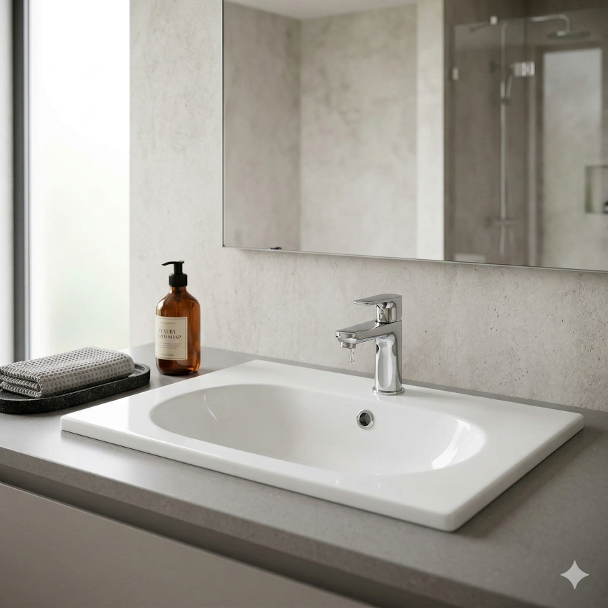 Bathco 4015 - Ráültethető mosdó CASTELLON átm. 35 cm, porcelán/fehér